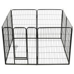 vidaXL Țarc pentru câini, 8 panouri, oțel, 80 x 100 cm, negru vidaXL Țarc pentru câini, 8 panouri, oțel, 80 x 100 cm, negru