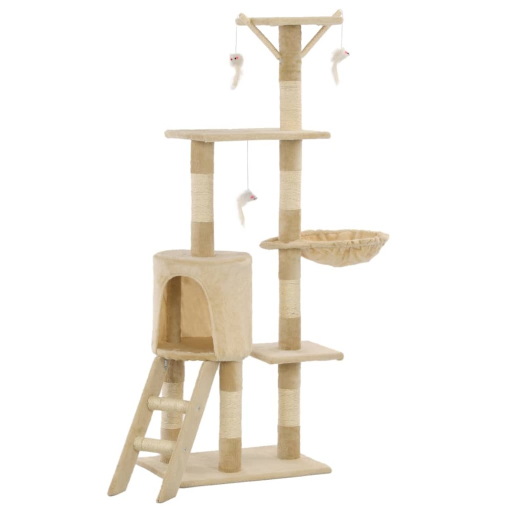 vidaXL Ansamblu pisici cu stâlpi din funie de sisal, 138 cm, bej