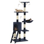 vidaXL Ansamblu pisici stâlpi din funie sisal, 138 cm, albastru închis vidaXL Ansamblu pisici stâlpi din funie sisal, 138 cm, albastru închis