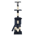 vidaXL Ansamblu pisici stâlpi din funie sisal, 138 cm, albastru închis vidaXL Ansamblu pisici stâlpi din funie sisal, 138 cm, albastru închis
