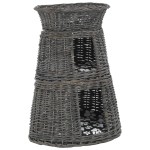 vidaXL Set coșuri pisici, perne, 3 piese, gri, 47x34x60 cm, răchită