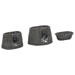 vidaXL Set coșuri pisici, perne, 3 piese, gri, 47x34x60 cm, răchită