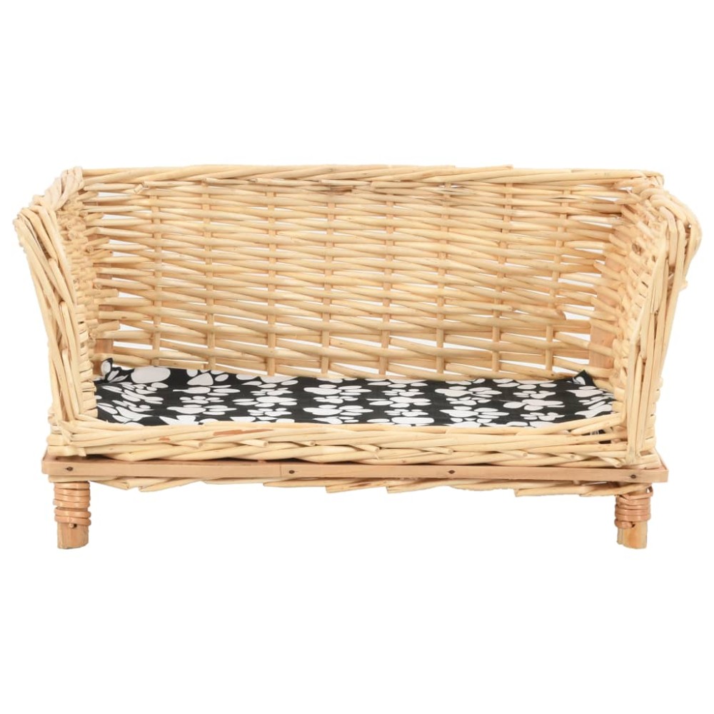 vidaXL Coș pentru câini cu pernă, 50x33x30 cm, salcie naturală