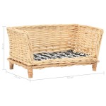 vidaXL Coș pentru câini cu pernă, 50x33x30 cm, salcie naturală vidaXL Coș pentru câini cu pernă, 50x33x30 cm, salcie naturală