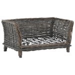 vidaXL Coș pentru câini cu pernă, gri, 50x33x30 cm, salcie naturală vidaXL Coș pentru câini cu pernă, gri, 50x33x30 cm, salcie naturală