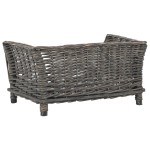vidaXL Coș pentru câini cu pernă, gri, 50x33x30 cm, salcie naturală vidaXL Coș pentru câini cu pernă, gri, 50x33x30 cm, salcie naturală