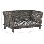 vidaXL Coș pentru câini cu pernă, gri, 50x33x30 cm, salcie naturală vidaXL Coș pentru câini cu pernă, gri, 50x33x30 cm, salcie naturală