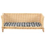 vidaXL Coș pentru câini cu pernă, natural, 90x54x35 cm, răchită vidaXL Coș pentru câini cu pernă, natural, 90x54x35 cm, răchită
