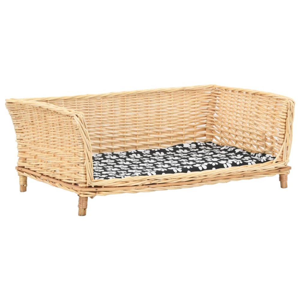vidaXL Coș pentru câini cu pernă, natural, 90x54x35 cm, răchită
