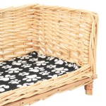 vidaXL Coș pentru câini cu pernă, natural, 90x54x35 cm, răchită vidaXL Coș pentru câini cu pernă, natural, 90x54x35 cm, răchită