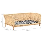 vidaXL Coș pentru câini cu pernă, natural, 90x54x35 cm, răchită vidaXL Coș pentru câini cu pernă, natural, 90x54x35 cm, răchită