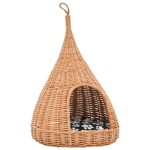 vidaXL Casă pentru pisici cu pernă, 40x60 cm, salcie naturală, teepee vidaXL Casă pentru pisici cu pernă, 40x60 cm, salcie naturală, teepee