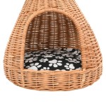 vidaXL Casă pentru pisici cu pernă, 40x60 cm, salcie naturală, teepee vidaXL Casă pentru pisici cu pernă, 40x60 cm, salcie naturală, teepee