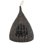 vidaXL Casă de pisici cu pernă, gri, 40x60 cm, salcie naturală, teepee