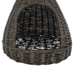vidaXL Casă de pisici cu pernă, gri, 40x60 cm, salcie naturală, teepee