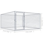 vidaXL Padoc pentru câini de exterior, 2 x 2 x 1 m, oțel galvanizat
