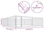 vidaXL Padoc pentru câini de exterior, 4 x 4 x 1 m, oțel galvanizat