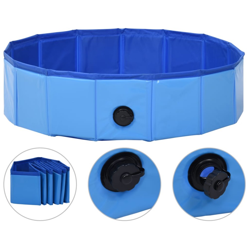 vidaXL Piscină pentru câini pliabilă, albastru, 80 x 20 cm, PVC