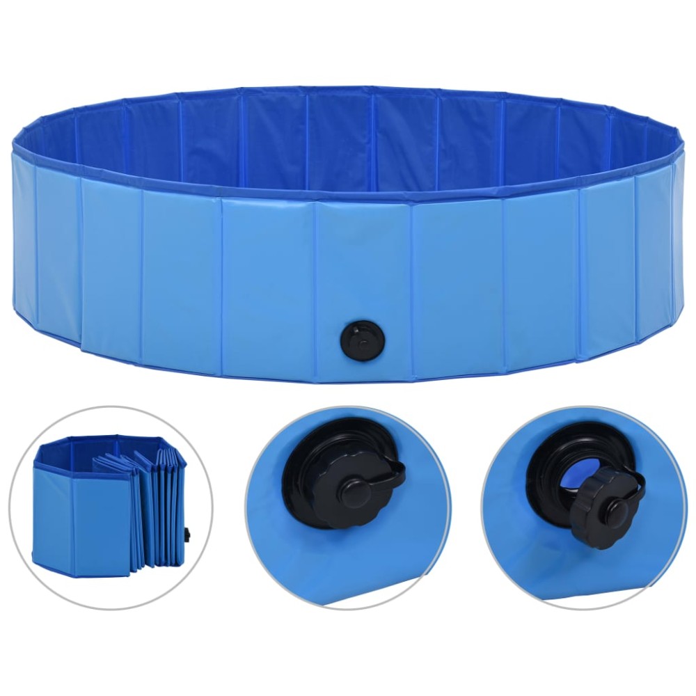 vidaXL Piscină pentru câini pliabilă, albastru, 120 x 30 cm, PVC