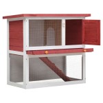 vidaXL Cușcă de iepuri pentru exterior, 1 ușă, roșu, lemn vidaXL Cușcă de iepuri pentru exterior, 1 ușă, roșu, lemn