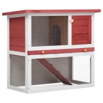 vidaXL Cușcă de iepuri pentru exterior, 1 ușă, roșu, lemn vidaXL Cușcă de iepuri pentru exterior, 1 ușă, roșu, lemn