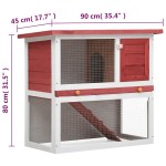 vidaXL Cușcă de iepuri pentru exterior, 1 ușă, roșu, lemn vidaXL Cușcă de iepuri pentru exterior, 1 ușă, roșu, lemn