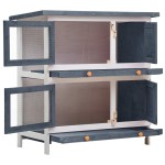 vidaXL Cușcă de iepuri pentru exterior, 4 uși, gri, lemn vidaXL Cușcă de iepuri pentru exterior, 4 uși, gri, lemn