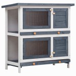 vidaXL Cușcă de iepuri pentru exterior, 4 uși, gri, lemn vidaXL Cușcă de iepuri pentru exterior, 4 uși, gri, lemn