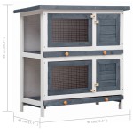 vidaXL Cușcă de iepuri pentru exterior, 4 uși, gri, lemn vidaXL Cușcă de iepuri pentru exterior, 4 uși, gri, lemn