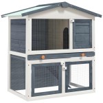 vidaXL Cușcă de iepuri pentru exterior, 3 uși, gri, lemn vidaXL Cușcă de iepuri pentru exterior, 3 uși, gri, lemn