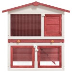 vidaXL Cușcă de iepuri pentru exterior, 3 uși, roșu, lemn vidaXL Cușcă de iepuri pentru exterior, 3 uși, roșu, lemn