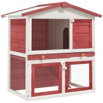vidaXL Cușcă de iepuri pentru exterior, 3 uși, roșu, lemn vidaXL Cușcă de iepuri pentru exterior, 3 uși, roșu, lemn