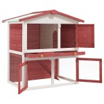vidaXL Cușcă de iepuri pentru exterior, 3 uși, roșu, lemn vidaXL Cușcă de iepuri pentru exterior, 3 uși, roșu, lemn