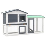vidaXL Cușcă mare exterior pt. iepuri, gri și alb, 145x45x84 cm, lemn
