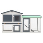 vidaXL Cușcă mare exterior pt. iepuri, gri și alb, 145x45x84 cm, lemn