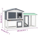 vidaXL Cușcă mare exterior pt. iepuri, gri și alb, 145x45x84 cm, lemn