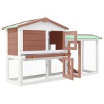vidaXL Cușcă mare exterior pt. iepuri, maro și alb, 145x45x84 cm, lemn vidaXL Cușcă mare exterior pt. iepuri, maro și alb, 145x45x84 cm, lemn