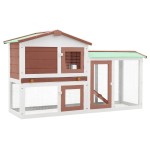 vidaXL Cușcă mare exterior pt. iepuri, maro și alb, 145x45x84 cm, lemn vidaXL Cușcă mare exterior pt. iepuri, maro și alb, 145x45x84 cm, lemn