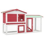 vidaXL Cușcă mare exterior pt. iepuri, roșu și alb 145x45x84 cm, lemn vidaXL Cușcă mare exterior pt. iepuri, roșu și alb 145x45x84 cm, lemn