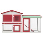 vidaXL Cușcă mare exterior pt. iepuri, roșu și alb 145x45x84 cm, lemn vidaXL Cușcă mare exterior pt. iepuri, roșu și alb 145x45x84 cm, lemn