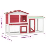 vidaXL Cușcă mare exterior pt. iepuri, roșu și alb 145x45x84 cm, lemn vidaXL Cușcă mare exterior pt. iepuri, roșu și alb 145x45x84 cm, lemn