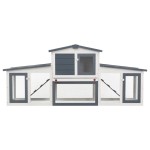 vidaXL Cușcă de iepuri mare exterior, gri și alb, 201x45x85 cm, lemn vidaXL Cușcă de iepuri mare exterior, gri și alb, 201x45x85 cm, lemn