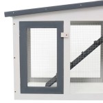 vidaXL Cușcă de iepuri mare exterior, gri și alb, 201x45x85 cm, lemn vidaXL Cușcă de iepuri mare exterior, gri și alb, 201x45x85 cm, lemn