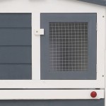 vidaXL Cușcă de iepuri mare exterior, gri și alb, 201x45x85 cm, lemn vidaXL Cușcă de iepuri mare exterior, gri și alb, 201x45x85 cm, lemn