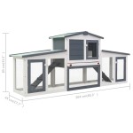 vidaXL Cușcă de iepuri mare exterior, gri și alb, 201x45x85 cm, lemn vidaXL Cușcă de iepuri mare exterior, gri și alb, 201x45x85 cm, lemn