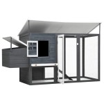 vidaXL Coteț de păsări de exterior, casă găini cu 1 cuibar, gri, lemn vidaXL Coteț de păsări de exterior, casă găini cu 1 cuibar, gri, lemn