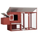 vidaXL Coteț de păsări de exterior, casă găini cu 1 cuibar, roșu, lemn vidaXL Coteț de păsări de exterior, casă găini cu 1 cuibar, roșu, lemn