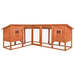 vidaXL Cușcă de iepuri exterior, spațiu de joacă, maro, lemn de brad