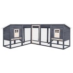 vidaXL Cușcă iepuri exterior, spațiu de joacă, gri/alb, lemn de brad