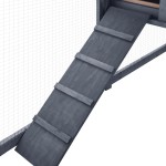 vidaXL Cușcă iepuri exterior, spațiu de joacă, gri/alb, lemn de brad